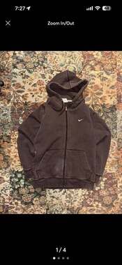 Vintage Nike Brown Mini Swoosh Full Zip Hoodie Size M